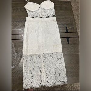 Lulu's White Lace Midi Dress